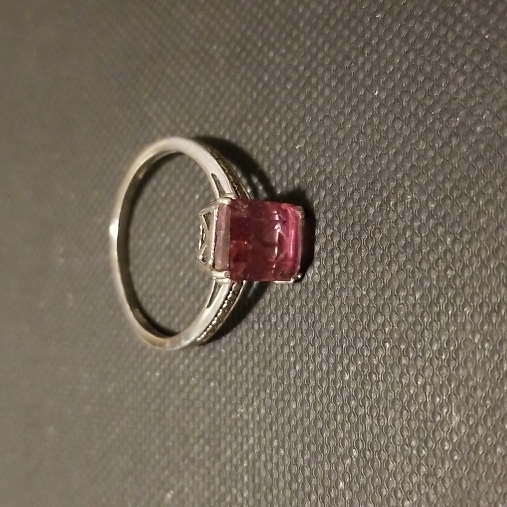 Sterling silver ring with pink stone